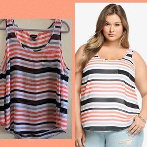 Torrid Striped Sheer Tank Top Sz:2